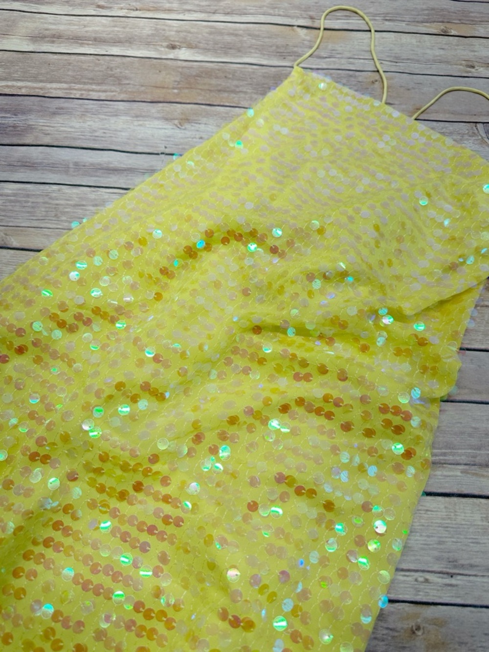 Hugo Women’s Koniya Sequin Midi Yellow Cocktail Dress Size 14 - Picture 5 of 9
